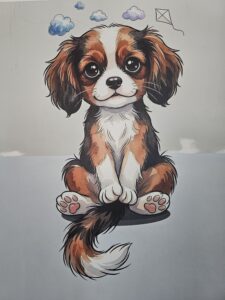 Druk ścienny wykonany przez firmę ŚCIANA WOW w szkole w Warszawie. Druk ścienny wykonany do specjalnie wyznaczonej Strefy Ciszy w szkole. Grafika przedstawia psa.